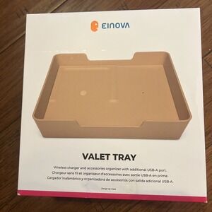 Einova Wireless Charging Valet Tray, 10W QI, Gold  "New Open Box"